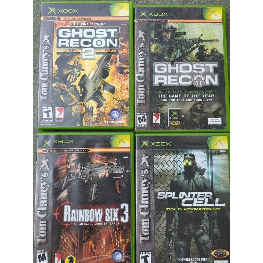 Tom Clancy Xbox Game Lot Ghost Recon 1 & 2 Rainbow Six 3 Splinter Cell‎ Bundle